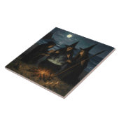 Three Witches Brew Cauldron Full Moon Beach  Tegeltje (Zijkant)