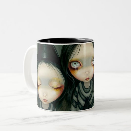 "Three Witchy Sisters"-Mok Tweekleurige Koffiemok (Voorkant links)