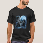 Three Wolves Howling And Moon Wolf T-shirt (Voorkant)