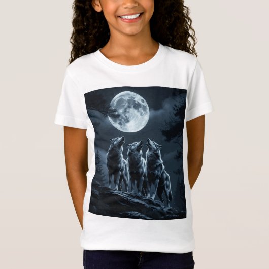 Three Wolves Howling at the Full Moon - Three Wolf T-shirt (Voorkant)