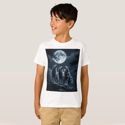 Three Wolves Howling at the Full Moon - Three Wolf T-shirt (Voorkant volledig)