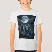 Three Wolves Howling at the Full Moon - Three Wolf Tri-Blend Shirt (Voorkant)