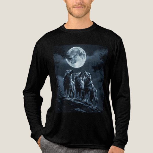 Three Wolves Howling at the Full Moon - Three Wolf Tri-Blend Shirt (Voorkant volledig)