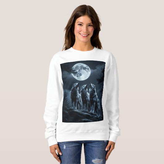 Three Wolves Howling at the Full Moon - Three Wolf Trui (Voorkant volledig)