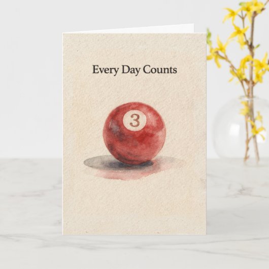 Three Year Anniversary Sobreity Pool Ball Kaart (Gele Bloem)