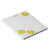 three yellow softballs girls personalized sports notitieblok (Schuin)
