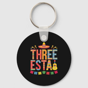 Threeesta 3de verjaardag fiesta hoed Mexicaans Sleutelhanger
