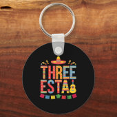 Threeesta 3de verjaardag fiesta hoed Mexicaans Sleutelhanger (Voorkant)