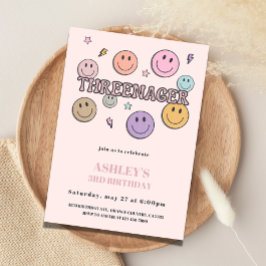 Threenager Birthday Invitation, 3rd Birthday Kaart