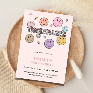 Threenager Birthday Invitation, 3rd Birthday Kaart
