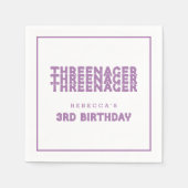 Threenager Naam 3e Verjaardagslijn Rand Lila Servet (Voorkant)
