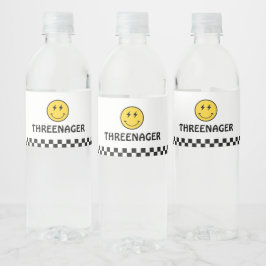 Threenager Retro Boy 3e Verjaardagsfeestje Waterfles Etiket