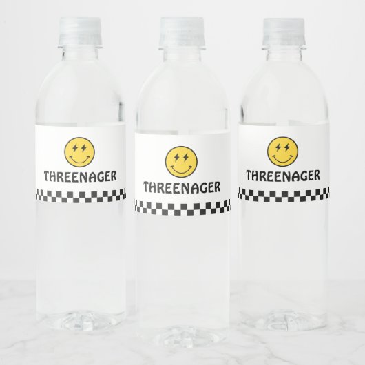 Threenager Retro Boy 3e Verjaardagsfeestje Waterfles Etiket (Flessen)
