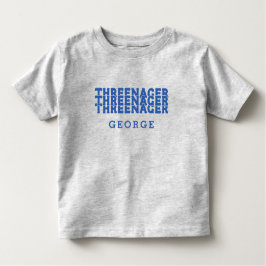 Threenager Retro Lettering Naam Blauwe Tekst Kinder Shirts