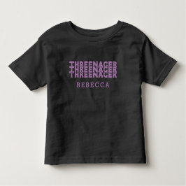Threenager Retro Lettering Naam Lila Kinder Shirts