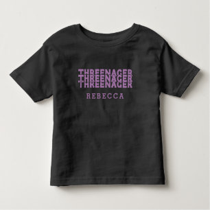 Threenager Retro Lettering Naam Lila Kinder Shirts