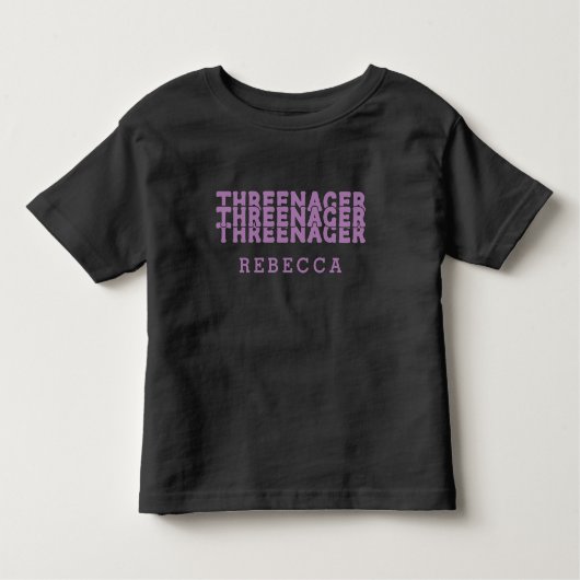 Threenager Retro Lettering Naam Lila Kinder Shirts (Voorkant)