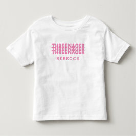 Threenager Retro Lettering Naam Roze Kinder Shirts
