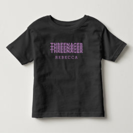 Threenager Retro Lettertype Naam Lila Kinder Shirts