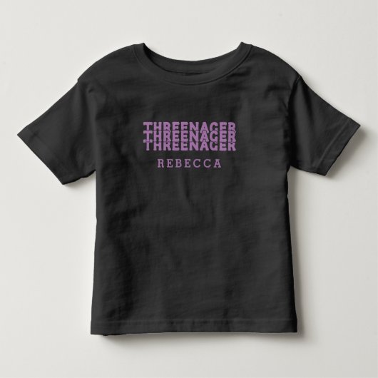 Threenager Retro Lettertype Naam Lila Kinder Shirts (Voorkant)