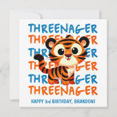Threenager Tiger Boy 3e Verjaardag Kaart (Voorkant)