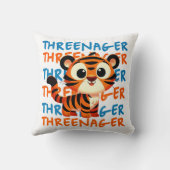 Threenager Tiger Boy 3e Verjaardagsfeestje Kussen (Achterkant)
