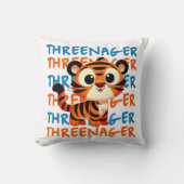 Threenager Tiger Boy 3e Verjaardagsfeestje Kussen (Voorkant)
