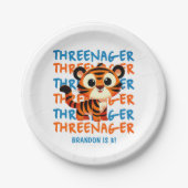 Threenager Tiger Boy 3e Verjaardagsfeestje Papieren Bordje (Voorkant)