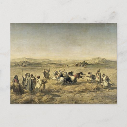 Threshing Wheat in Algerije, 1853 Briefkaart (Voorkant)