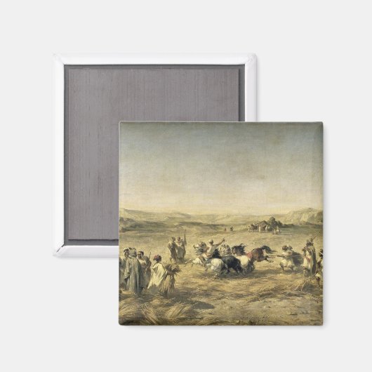 Threshing Wheat in Algerije, 1853 Magneet (Voorkant / Achterkant)