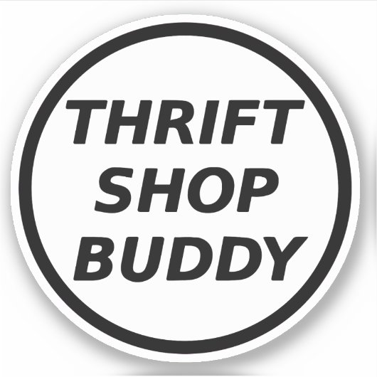 Thrift Shop Buddy Merch W&B Logo Sticker Wit (Voorkant)