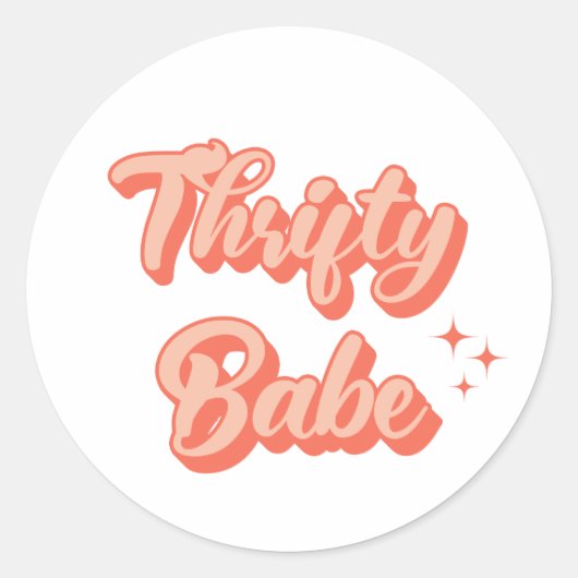 Thrifty Babe Retro Ronde Sticker (Voorkant)
