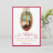 Thrill of Hope Burgundy Red Photo Merry Christmas Feestdagenkaart (Staand voorkant)