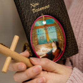 Thrill of Hope Burgundy Red Photo Merry Christmas Keramisch Ornament