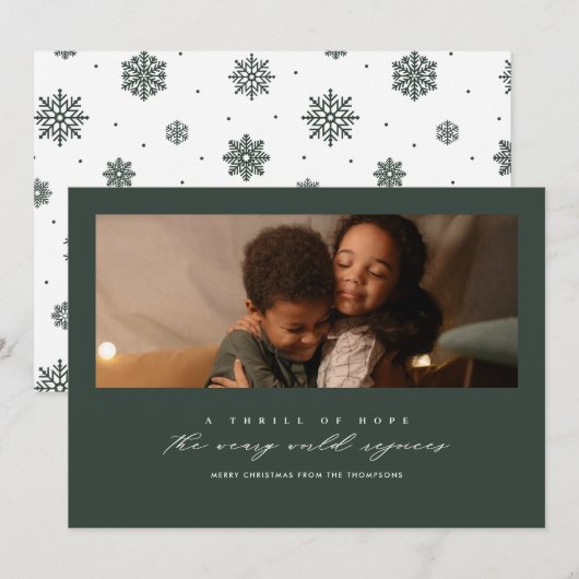 Thrill of Hope Green Photo Holiday Kaart (Voorkant / Achterkant)