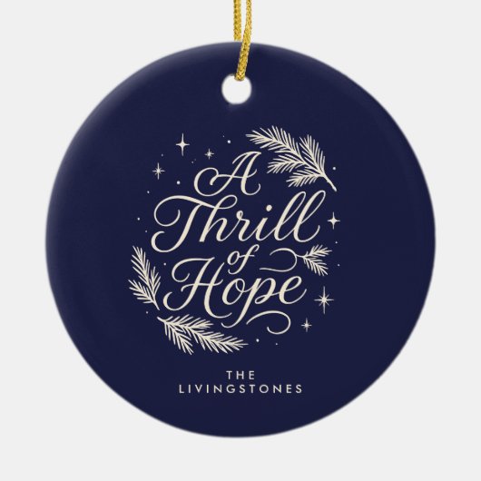 Thrill of Hope Navy  Photo Religious Keramisch Ornament (Voorkant)