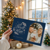 Thrill of Hope Photo Navy & Rose Gold Religious Folie Feestdagenkaart