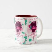 Thriller Magenta Fleurs Tweekleurige Koffiemok (Voorkant rechts)