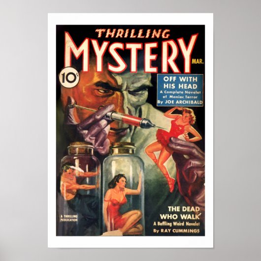  Thrilling Mystery Mad Scientist Pulp Ficti Poster (Voorkant)