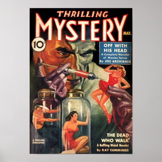  Thrilling Mystery Mad Scientist Pulp Ficti Poster (Voorkant)