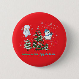 Thrilling winter bright red ronde button 5,7 cm