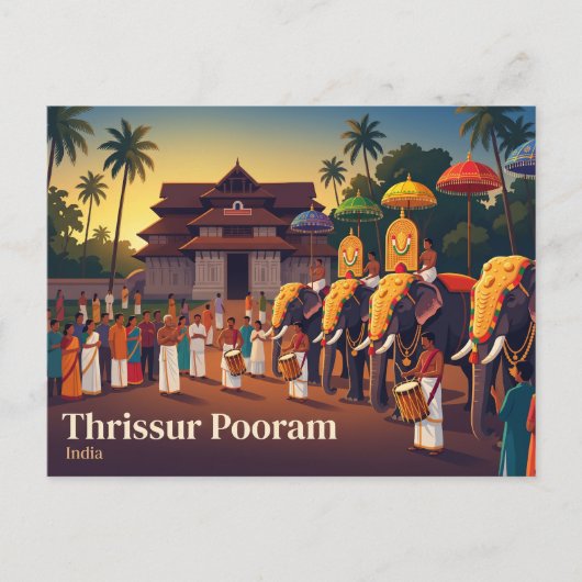 Thrissur Pooram India Briefkaart (Voorkant)