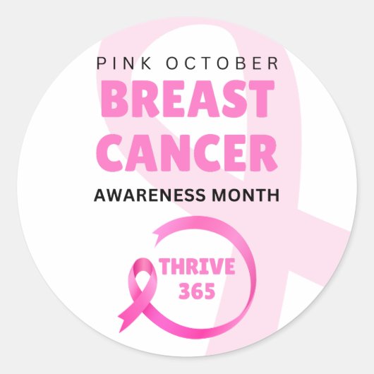 Thrive 365 Breast Cancer Awareness Month 2024 Ronde Sticker (Voorkant)