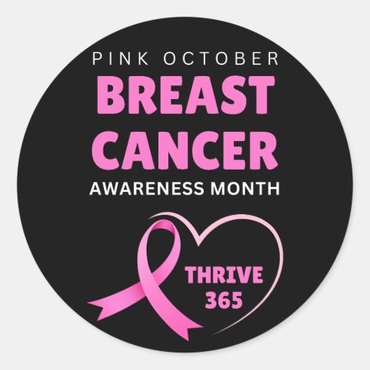 Thrive 365 Breast Cancer Awareness Month 2024 Ronde Sticker (Voorkant)