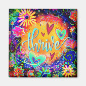 Thrive Fun Floral Trendy ONE WORD Inspirivity Magneet (Voorkant)