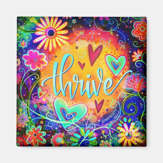 Thrive Fun Floral Trendy ONE WORD Inspirivity Magneet (Voorkant)