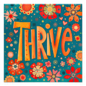 Thrive Inspirerend Hart Bloemen  Foto Afdruk (Voorkant)