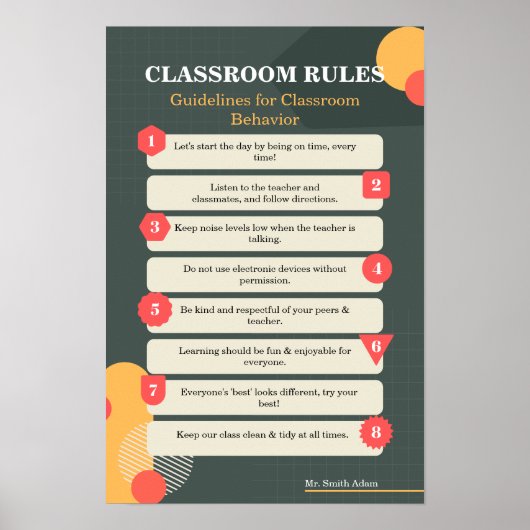 Thrive & Learn: Classroom Rules Poster (bewerkbaar (Voorkant)