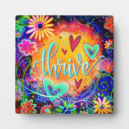 Thrive Whimsical Fun Floral Inspirivity Ezel Fotoplaat (Voorkant)