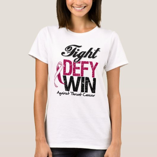 Throat Cancer Fight Defy Win T-shirt (Voorkant)